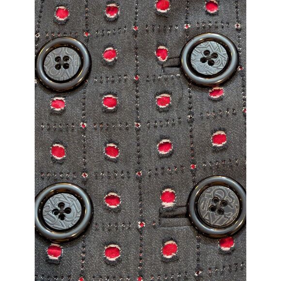 An Ren XS Wool-Blend Tailcoat Jacket Bustle Hem Gray/Red Steampunk - Picture 9 of 9